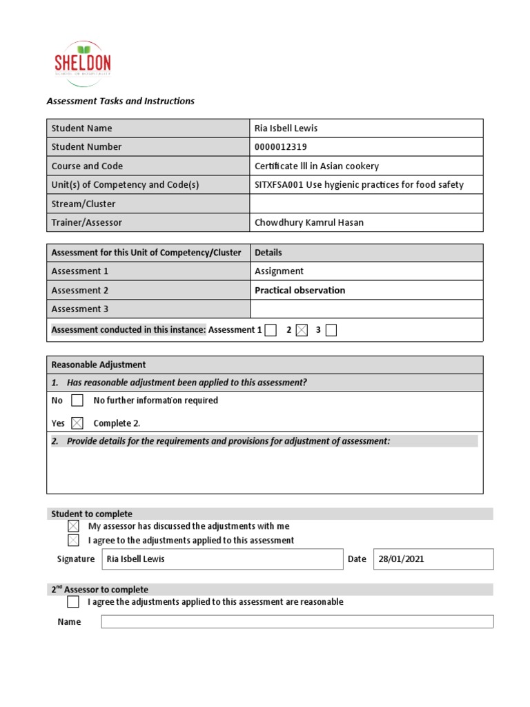 2nd SITXFSA001 - 2nd Assignment Ria Isbell Lewis 0000012319 | PDF ...