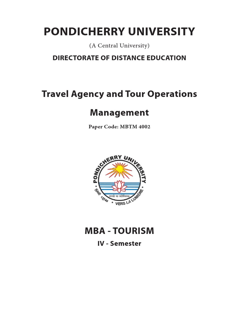 Travel Agency and Tour Operations Manage | PDF | Travel Agency | Tourism