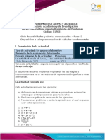 Guia de actividades y Rúbrica de evaluación - Paso 2 - Disposición a la implementación de cálculos fundamentales