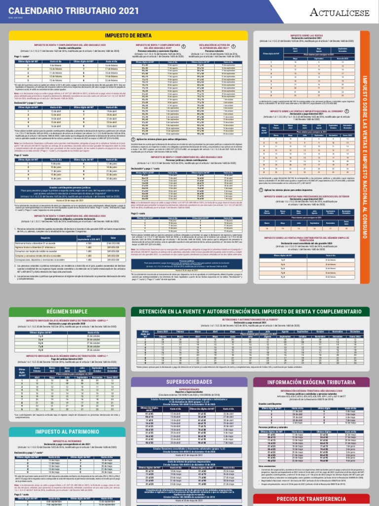 Calendario-Tributario 2021 | PDF | Impuesto sobre la renta | Impuestos