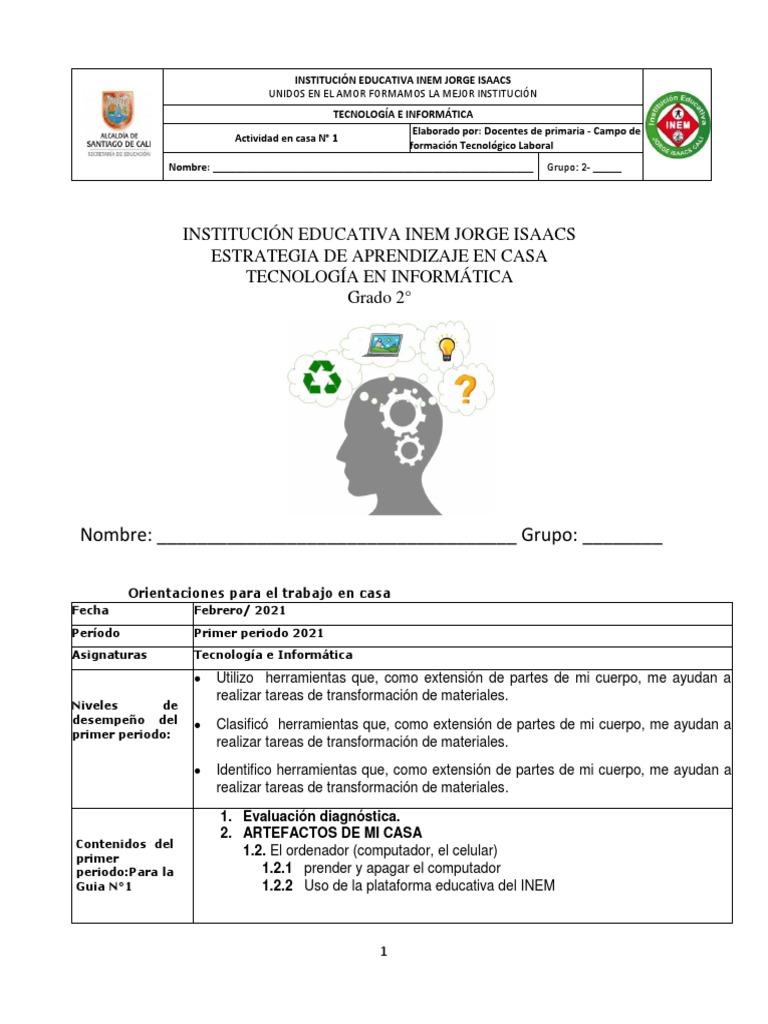 Guias Tecnologia e Informatica Grado Segundo (2°) - Primer Periodo ...