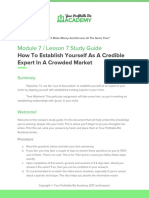 Module 7 / Lesson 7 Study Guide: How To Establish Yourself As A Credible Expert in A Crowded Market