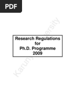 Research Regulations For Ph.D. Programme 2009: Karunya University