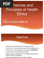 Theories and Principles of Health Ethics: Vincent Z. Solidum, MAN, RN