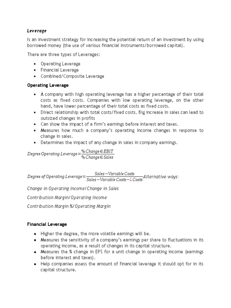 Leverage (Financial Management) | PDF | Leverage (Finance) | Capital ...