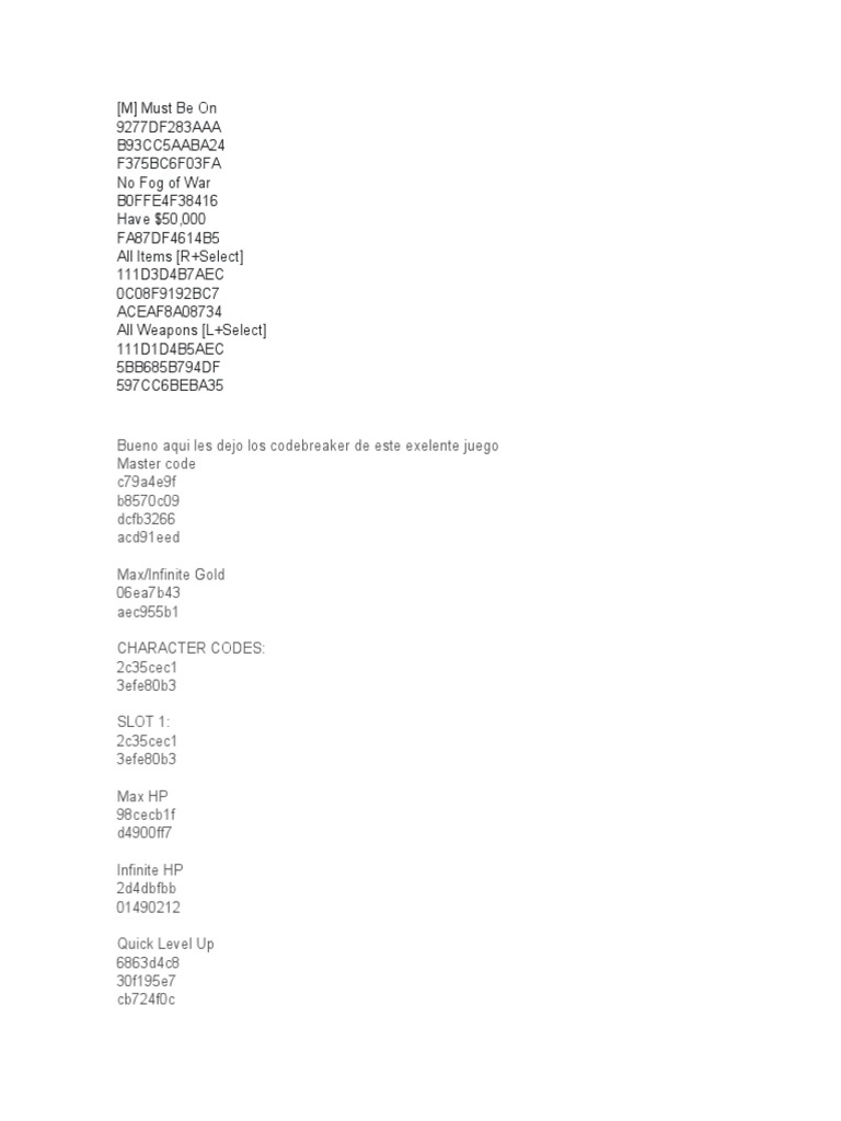 Fire Emblem Sacred Stones Cheat Codes | PDF | Role Playing Games | Role ...