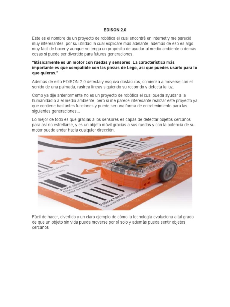 Proyecto EDISON 2.0: Robot Lego Móvil | PDF