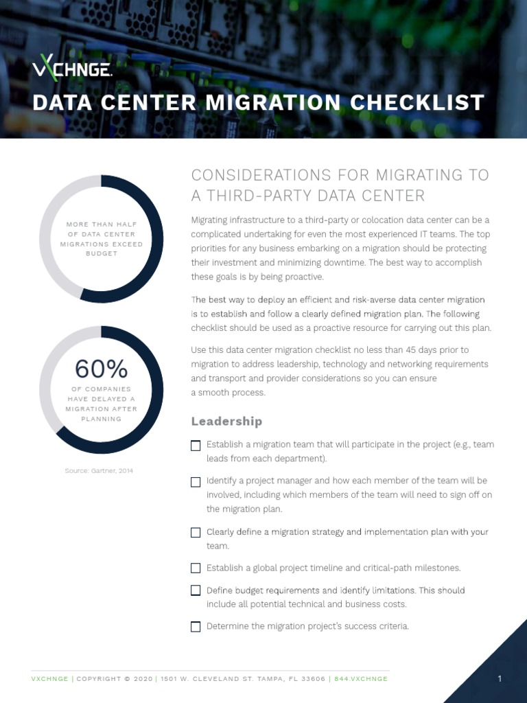 Data Center Migration Checklist Pdf Data Center Computing