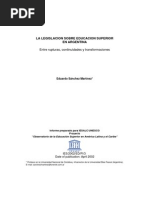 La legislación sobre educación superior en la argentina