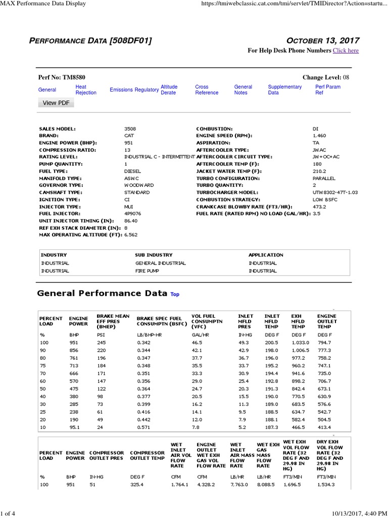 Performance Data (508DF01) | PDF | Diesel Engine | Horsepower