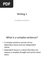 Writing 1 Complex Sentence