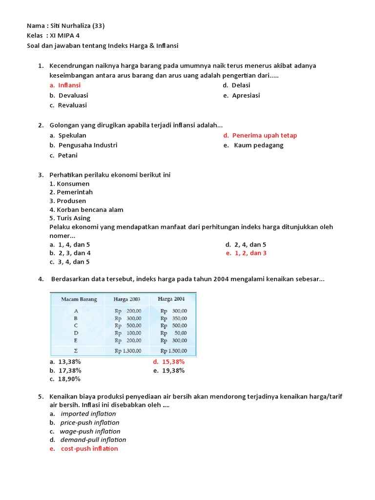 Indeks Harga Dan Inflasi | PDF | Pengelolaan Keuangan & Uang