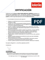 Certificación empleo telemercaderista