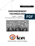 Empowerment Technology: Quarter 1 - Module 1 ICT in The Context of Global Communication
