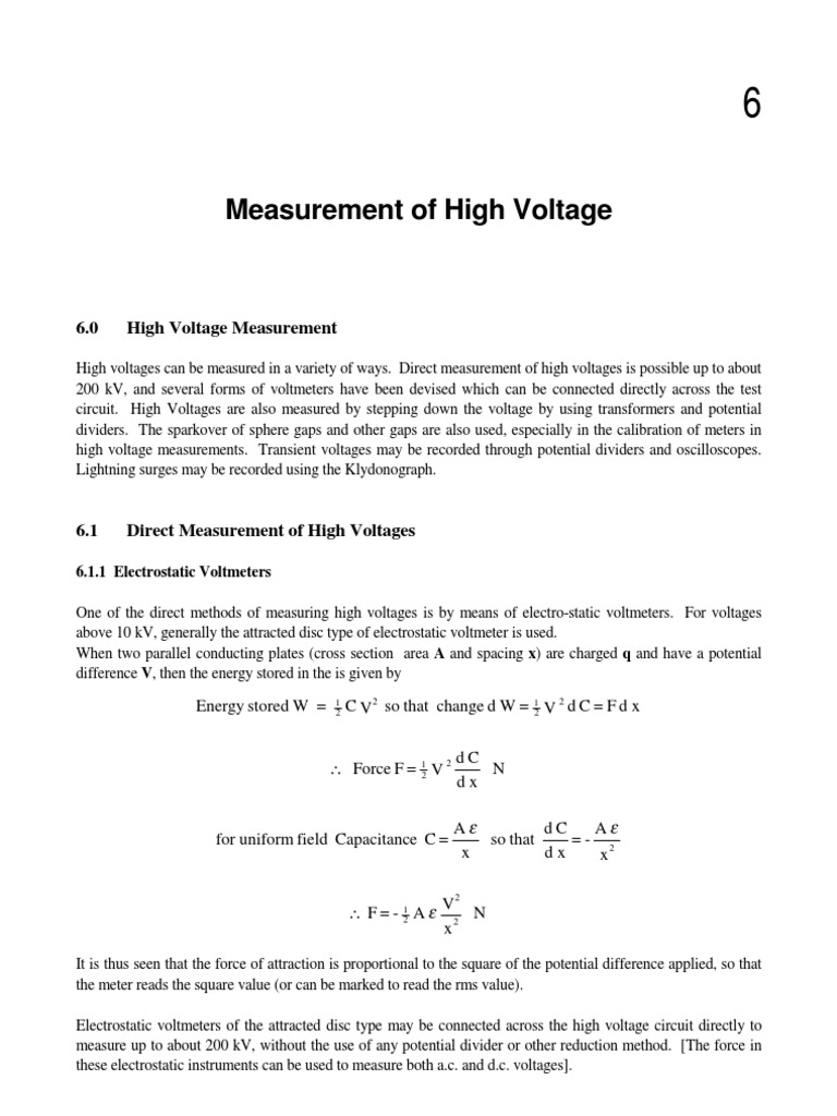 High Voltage Measurement Techniques | PDF | Capacitor | Voltage