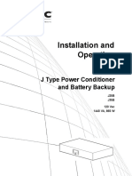Installation and Operation: J Type Power Conditioner and Battery Backup