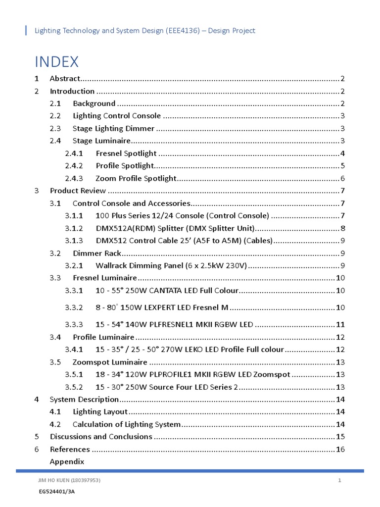 Lighting Technology and System Design - Design Project | PDF | Interior ...
