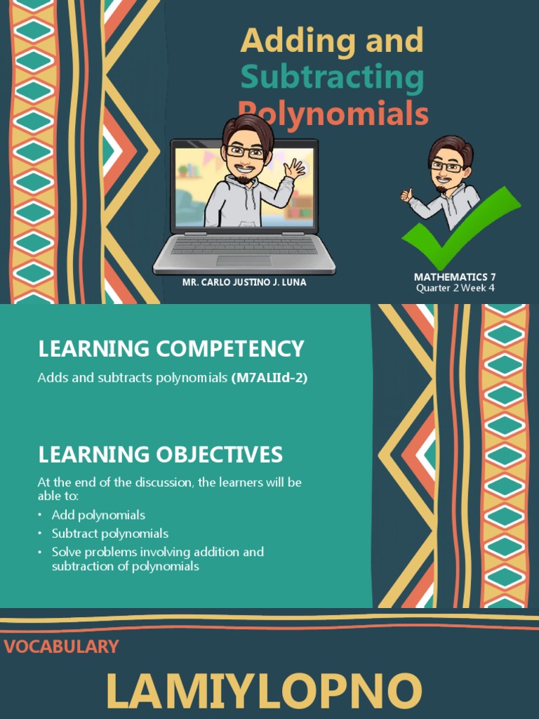 Adding and Subtracting Polynomials | PDF | Polynomial | Computational ...