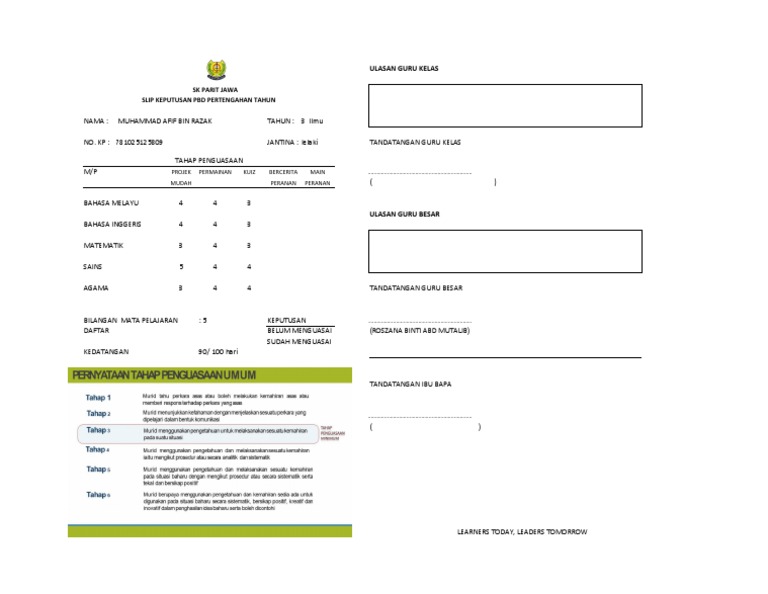 Slip Keputusan Pbd Pertengahan Tahun Pdf