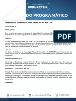 ConteÃºdo ProgramÃ¡tico - Matemática Financeira Com Excel 2013 e HP 12C