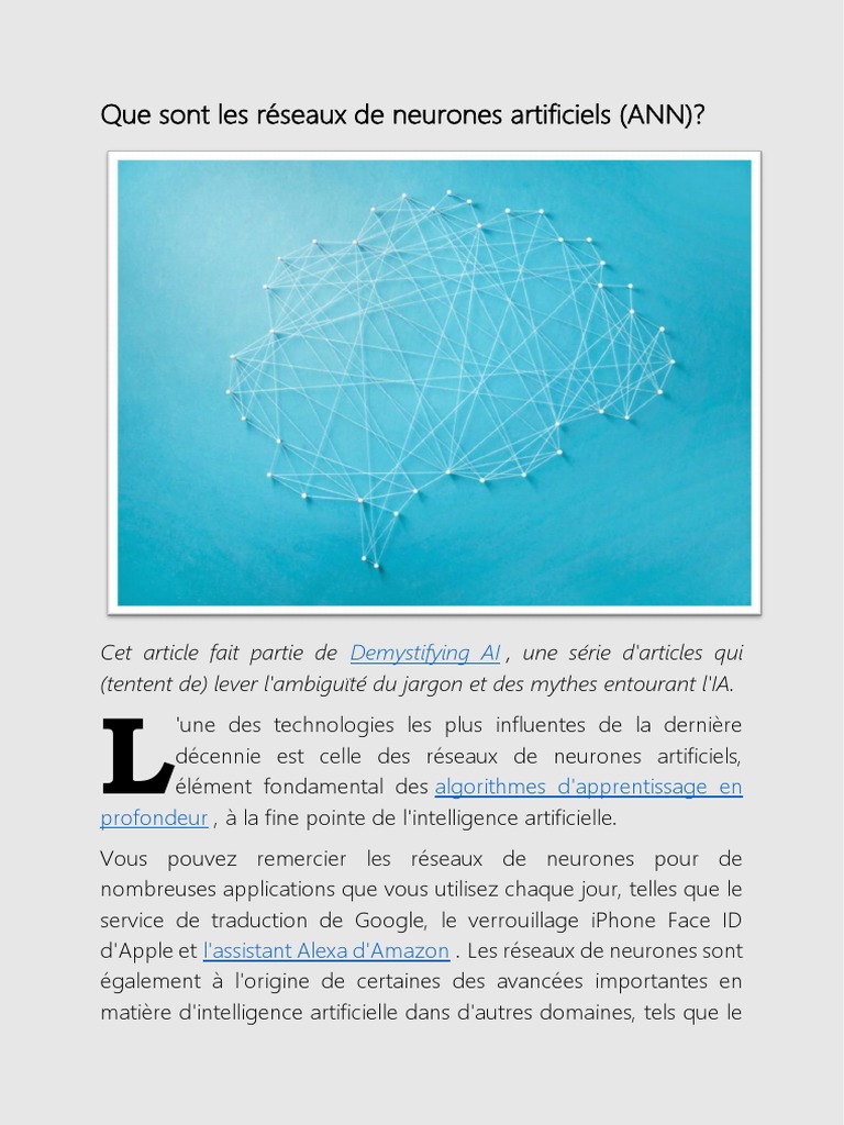 Introduction aux réseaux de neurones ANN | PDF | Réseau de neurones ...
