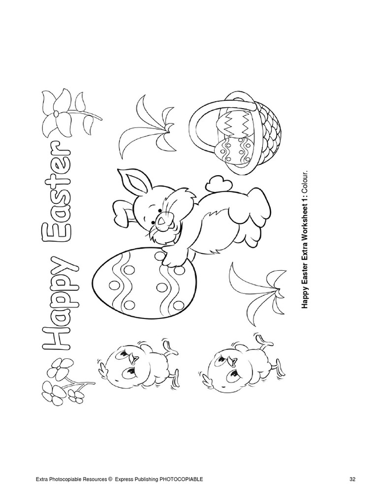 Happy Easter Colouring | PDF, image size:768x1024