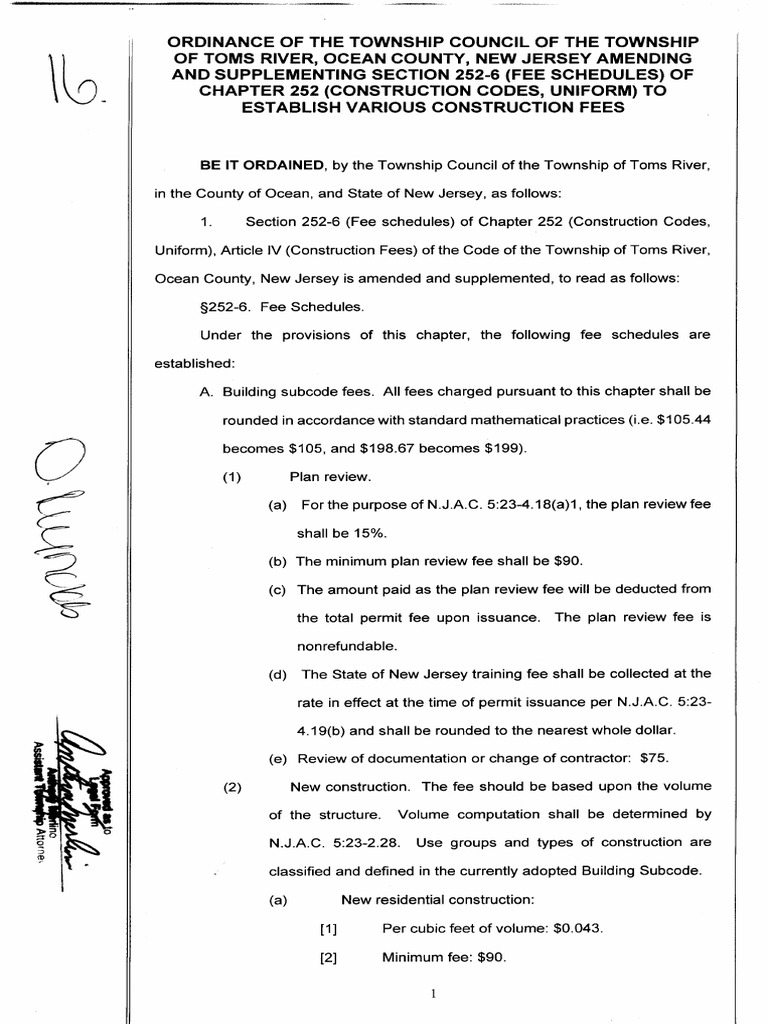 Toms River Building/Permit Fees PDF