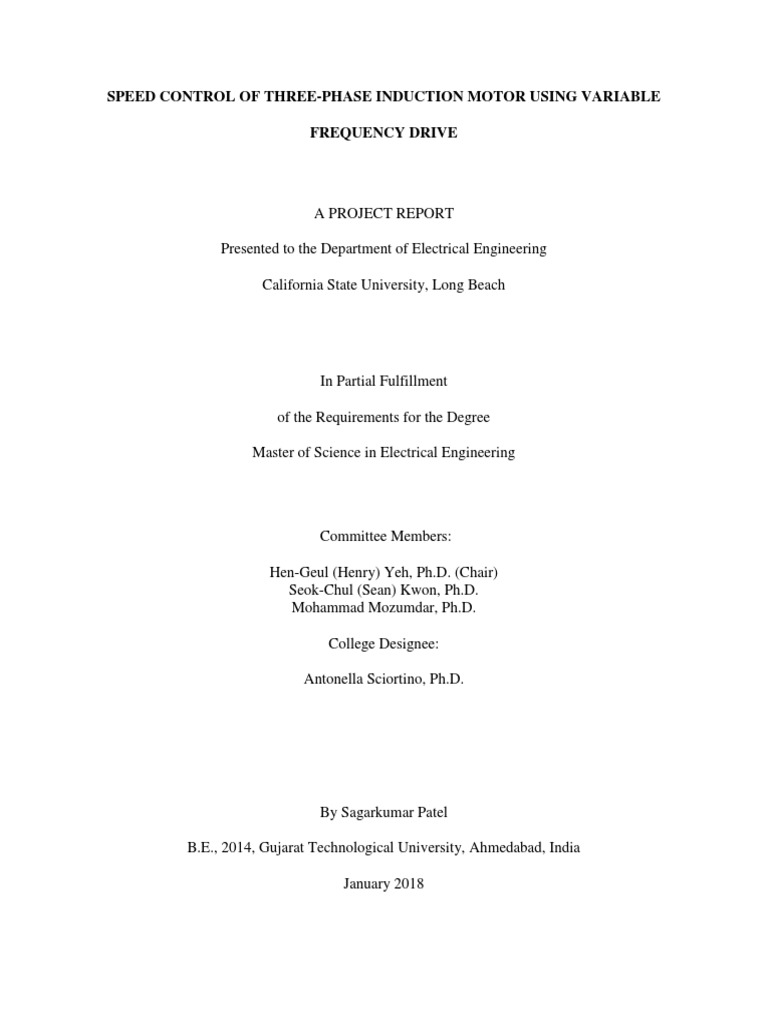 Speed Control of Three-Phase Induction Motor Using Variable | PDF ...