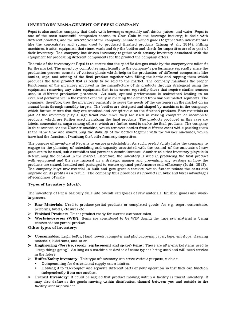 Pepsi Inventory Management Strategies | PDF | Inventory | Pepsi Co