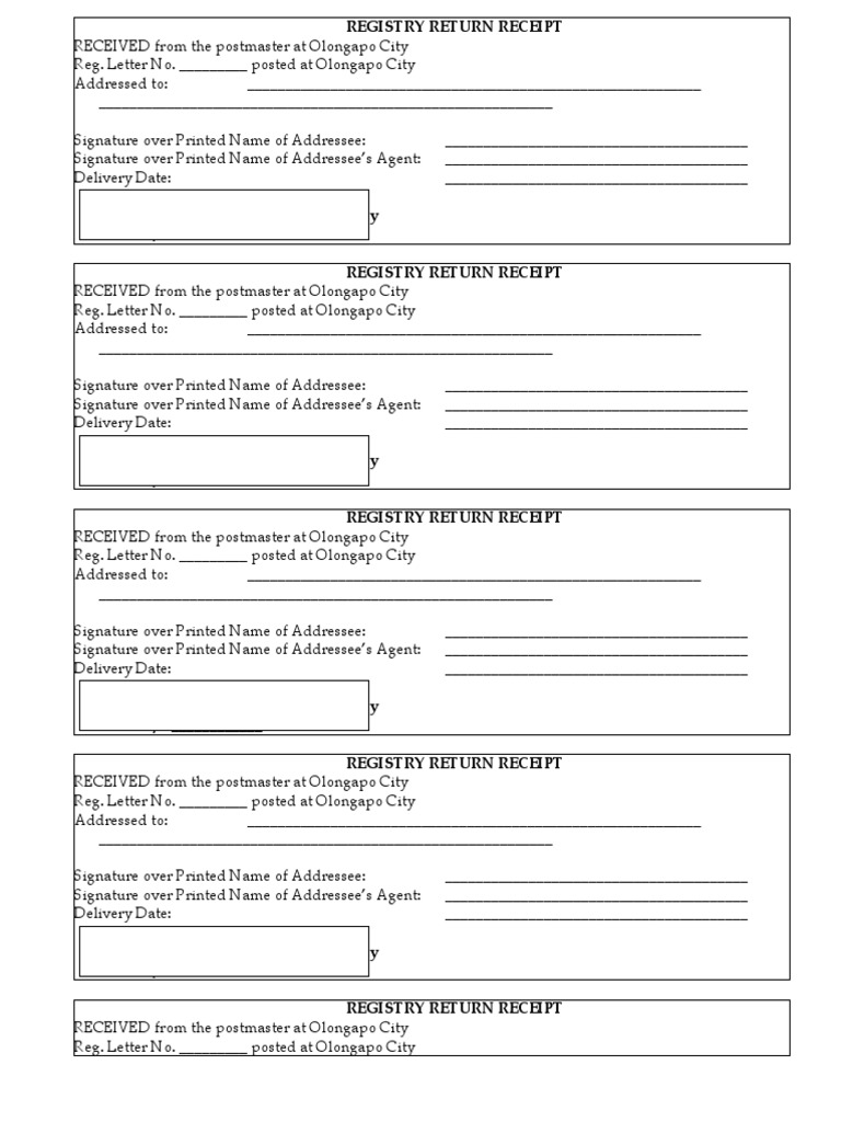 Registry Return Card-Regular | PDF | Postal System | Freight Transport