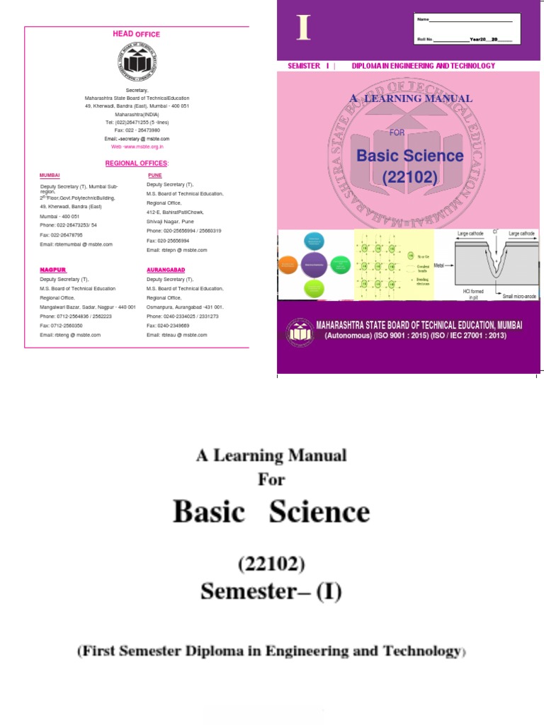 Basic Science (22102) : Learning Manual | PDF | Electrical Resistance ...