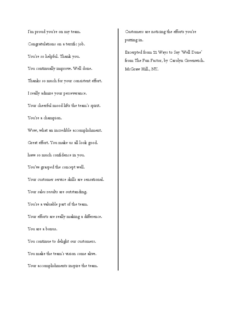 Twenty One Ways Of Saying Well Done PDF