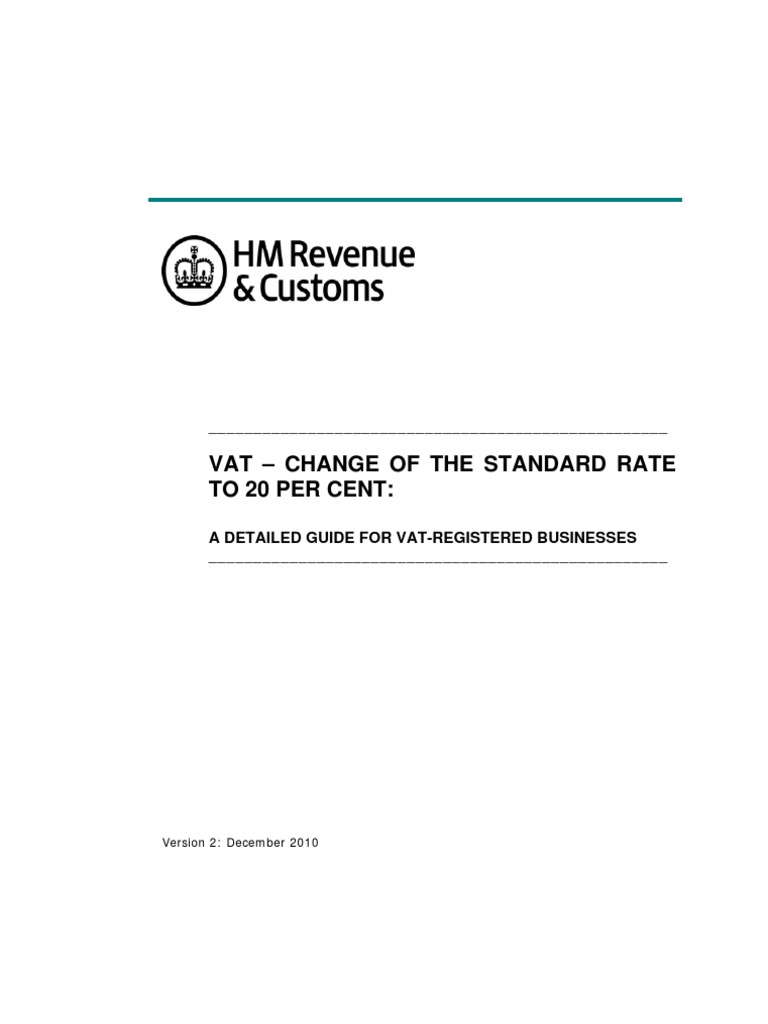 Vat Change of The Standard Rate To 20 Per Cent A Detailed Guide For