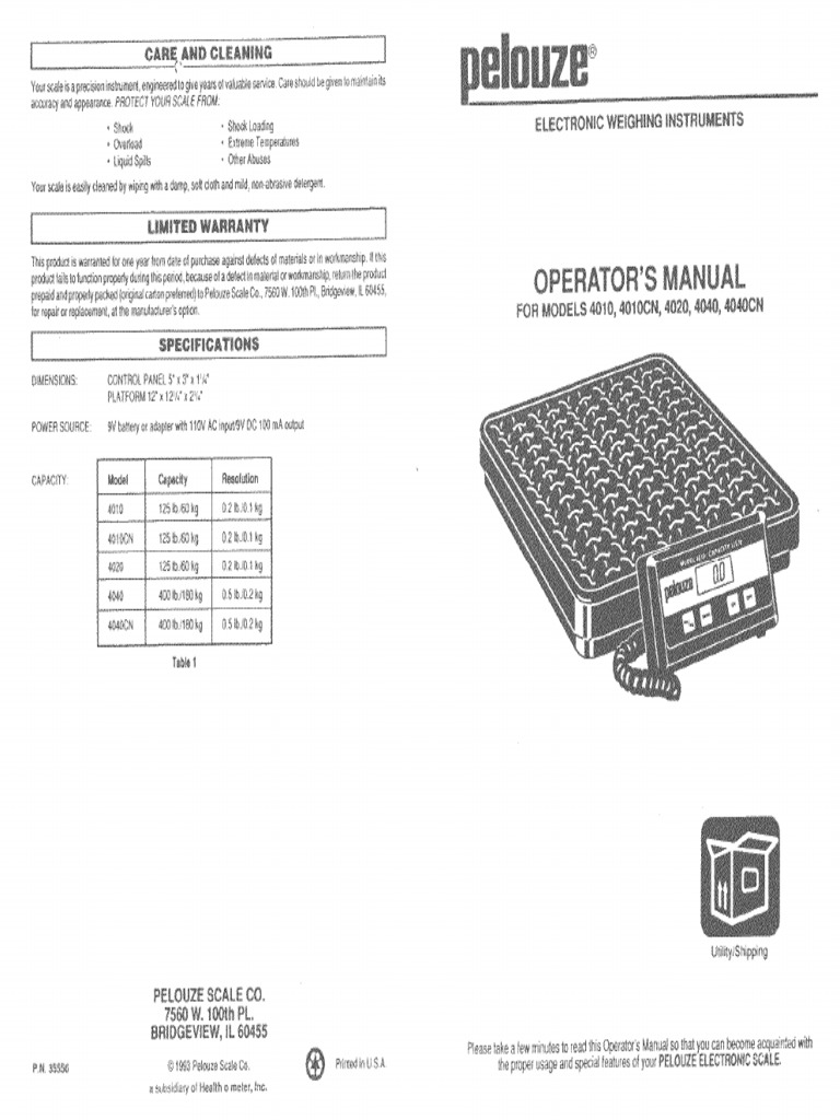 Pelouze 4010 Scale Manual PDF