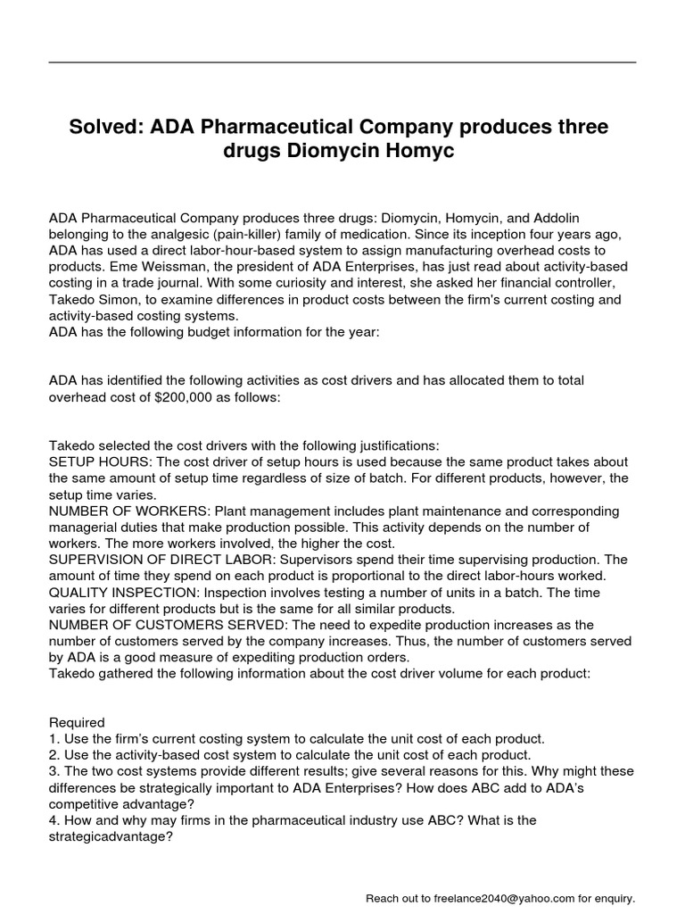 Costing Analysis for Diomycin Production | PDF | Business Economics ...