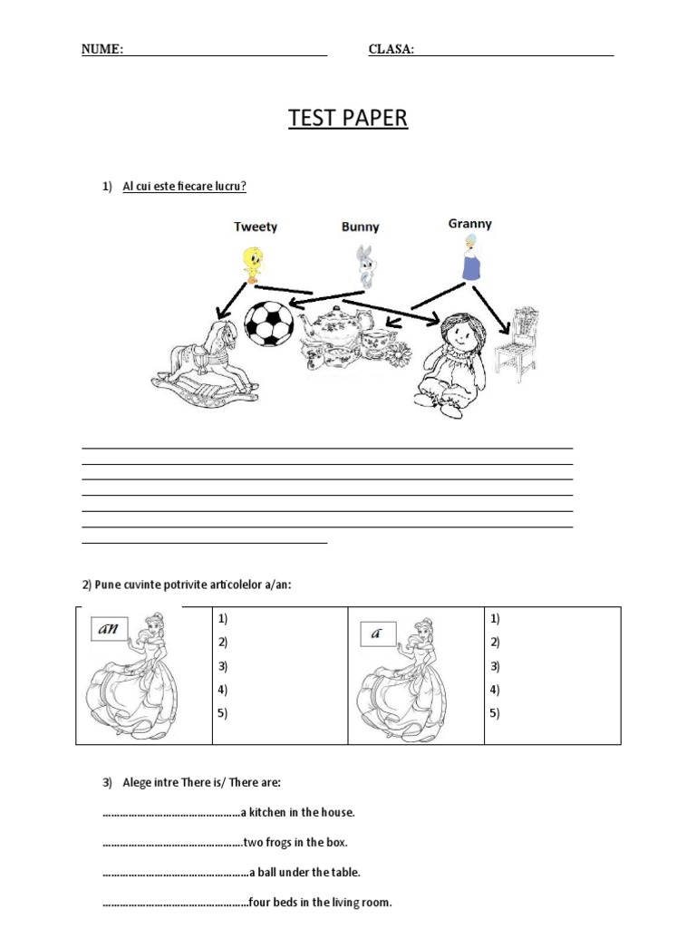 English Test Paper for Beginners | PDF