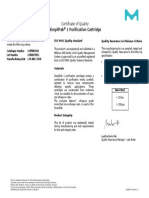 Simplipak 1 Purification Cartridge: Certificate of Quality
