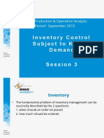Inventory Control Subject To Known Demand