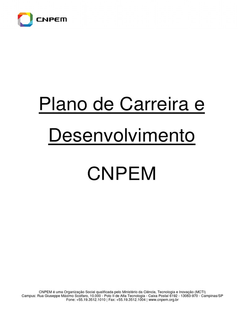 Plano de Carreira do CNPEM | PDF | Gestão de recursos humanos | Inovação