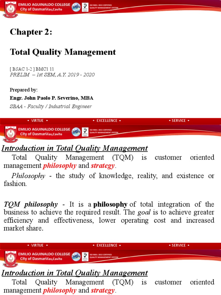 Total Quality Management Overview | PDF | Quality Management | Quality ...