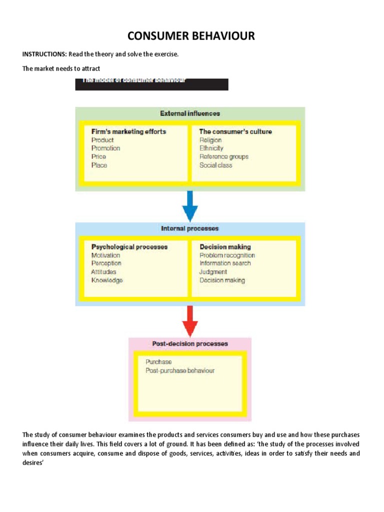 Consumer Behaviour: INSTRUCTIONS: Read The Theory and Solve The ...
