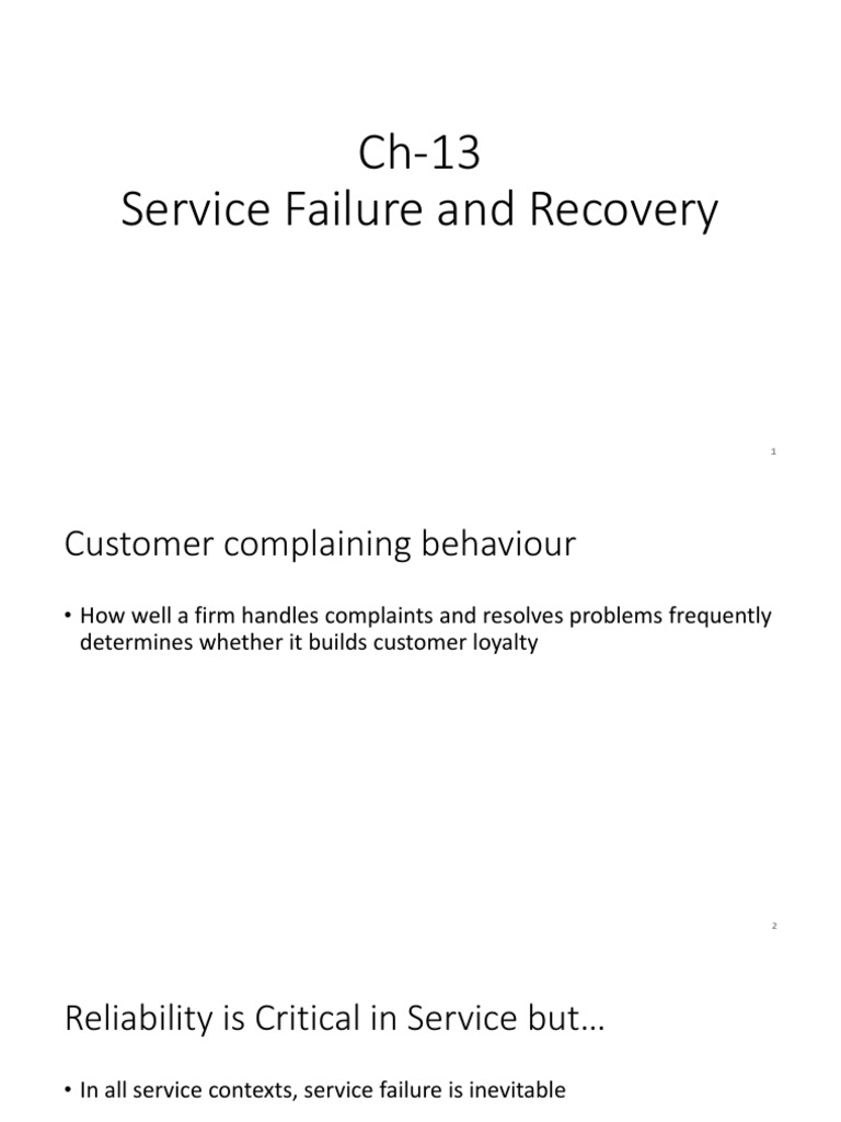 Ch13 Service Failure and Recovery PDF Failure Behavior