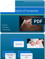 Incorporation of Companies: Pillai HOC Institute of Management Studies & Research