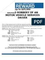 Armed Robbery of An Motor Vehicle Services Driver: Up To $25,000