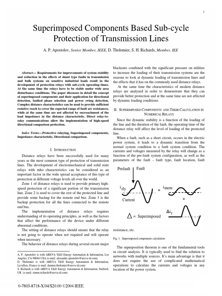 Superimposed Components Based Sub-Cycle Protection of Transmission ...