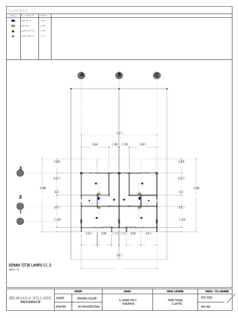 Denah Titik Lampu Lt. 2: Ranada Illage | PDF