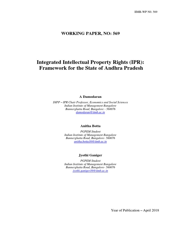 Integrated Intellectual Property Rights (IPR) - Final Working Paper ...
