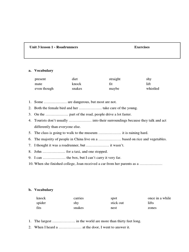 Vocabulary in Unit 3 Lesson 1 | PDF | Noun | Desert