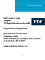 Modulo 1. Grammar and Reading Reading Skills: 1.7 Finding Specific Information and Reading For Detail