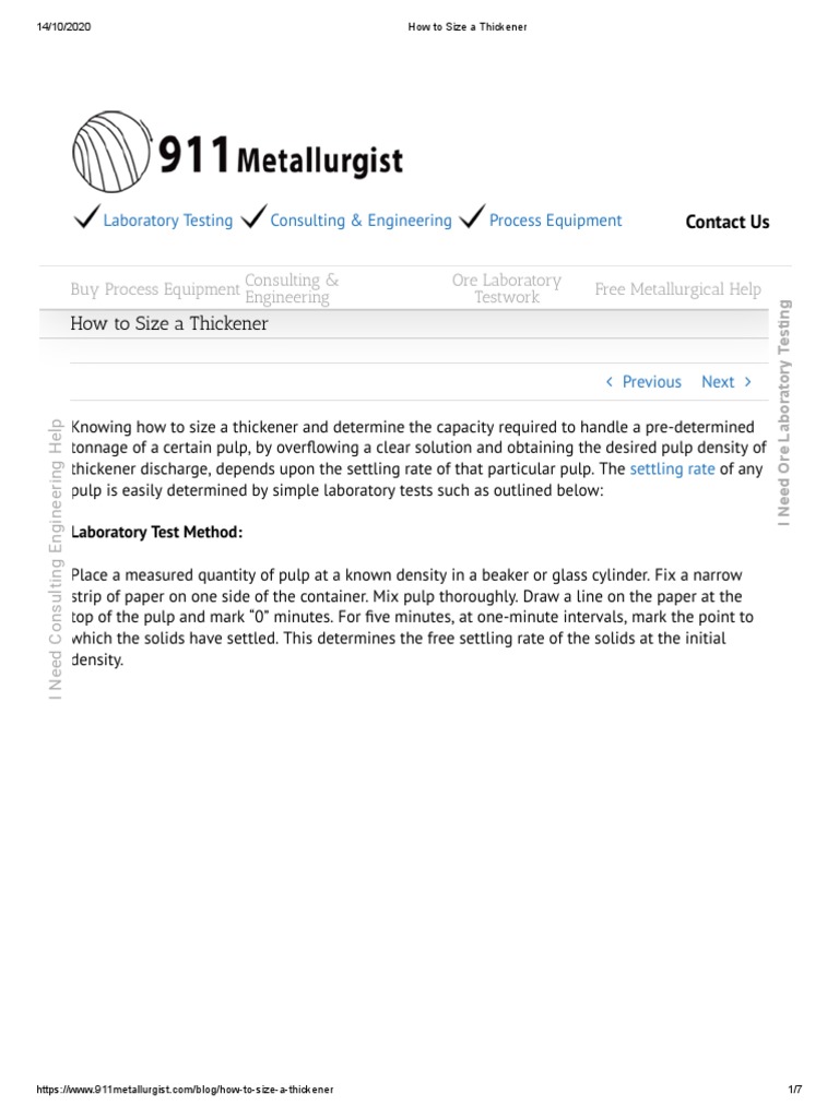 How To Size A Thickener PDF Ton Density